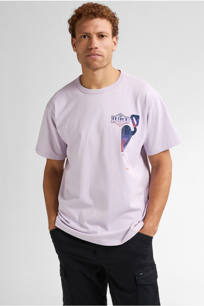 T SHIRT MET PRINT M 1050 TSR648 4111 LILAC GREY